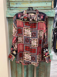 All About Her - Women's Embroidered Button Blouse
