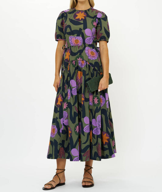 Oliphant - Piped Puff Sleeve Maxi Bergen Dress