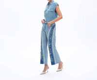 Bayeas - Floral Embroidery Flare Jean