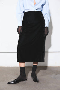 DELUC Mason Velvet Midi Skirt in black - women's skirt