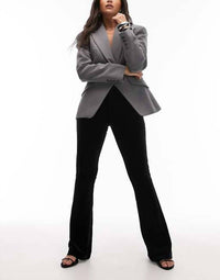 NIA Lumi Flared Slim Pant in black velvet - women's pants