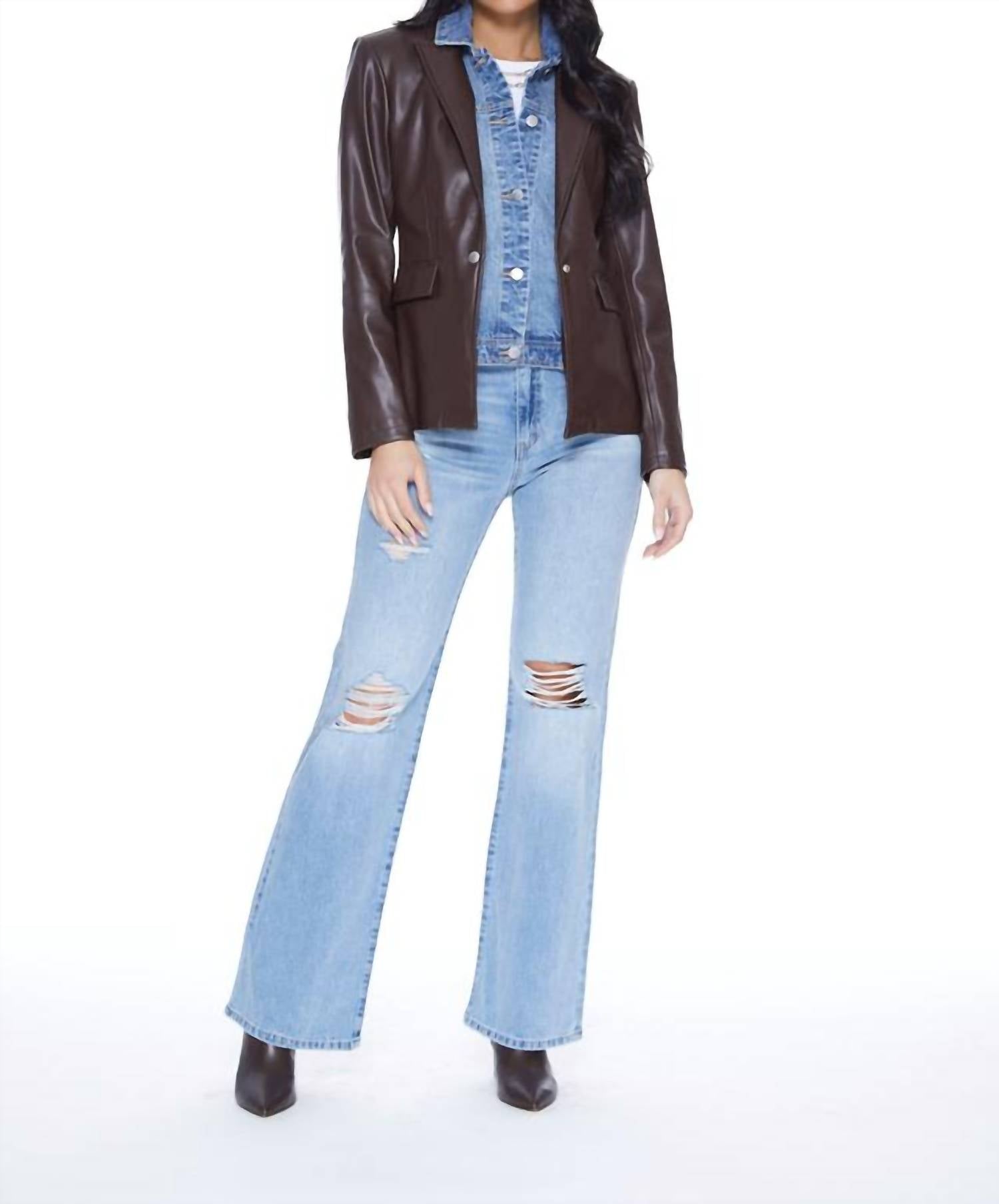 Blue Revival - Helen Blazer Unreal Leather With Removable Denim Insert