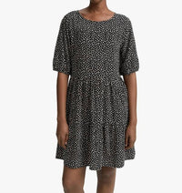 CHRIS & CAROL Ditsy Floral Print Mini Dress With Ruffle Sleeve in black - women's dress
