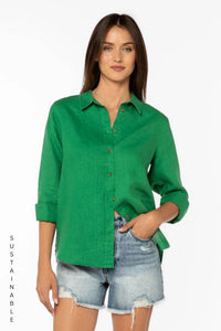 Velvet Heart - Carmine Linen Long Sleeve Linen Top