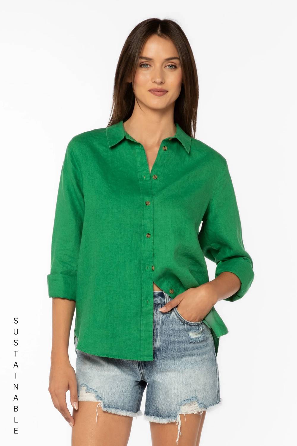 Velvet Heart - Carmine Linen Long Sleeve Linen Top