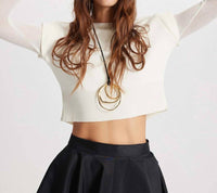Theo The Label - Women's Nomia Sheer Sleeve Crew Neck Sweater
