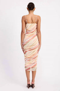 Emory Park - Watercolor Ruched Mesh Midi Dress
