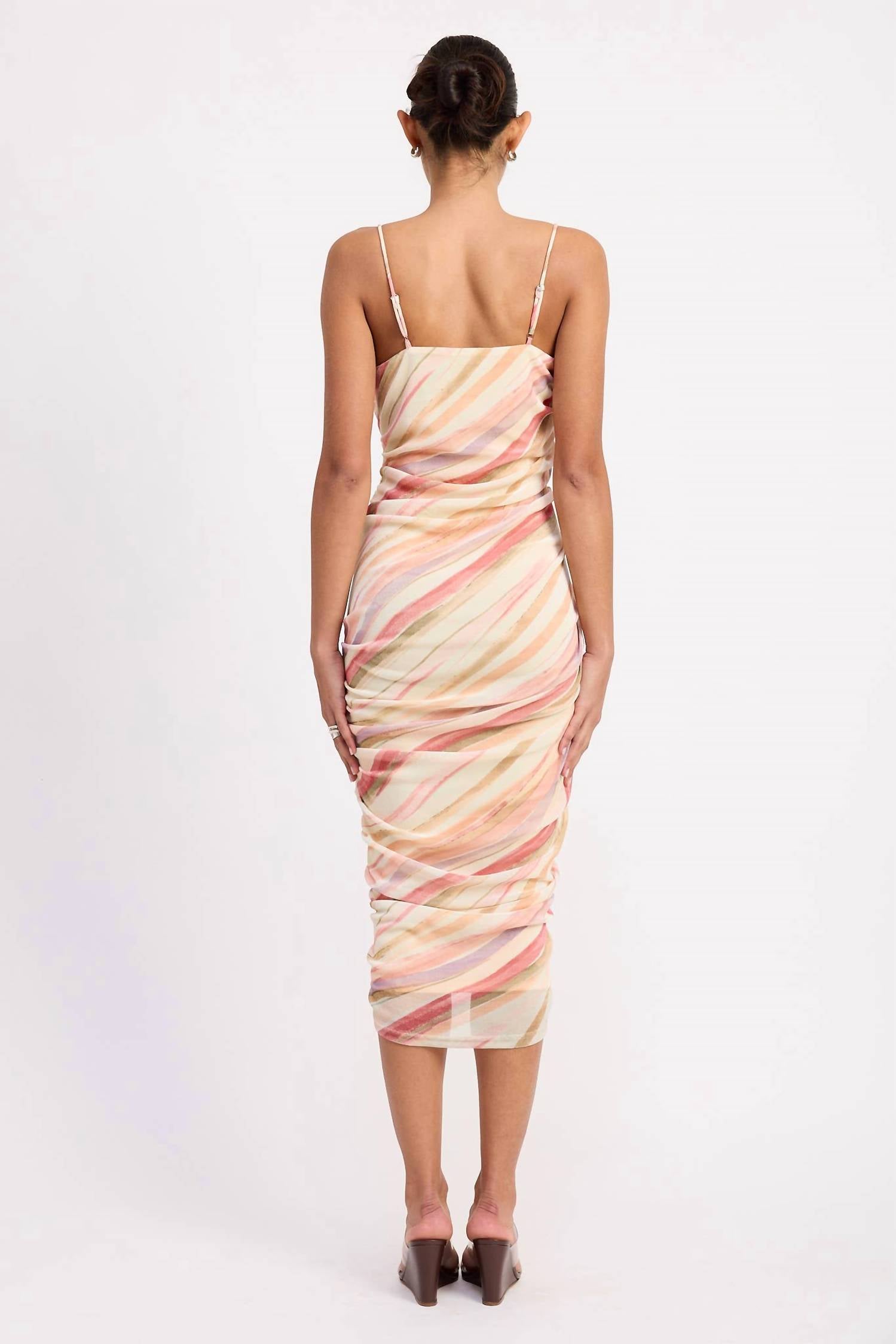 Emory Park - Watercolor Ruched Mesh Midi Dress