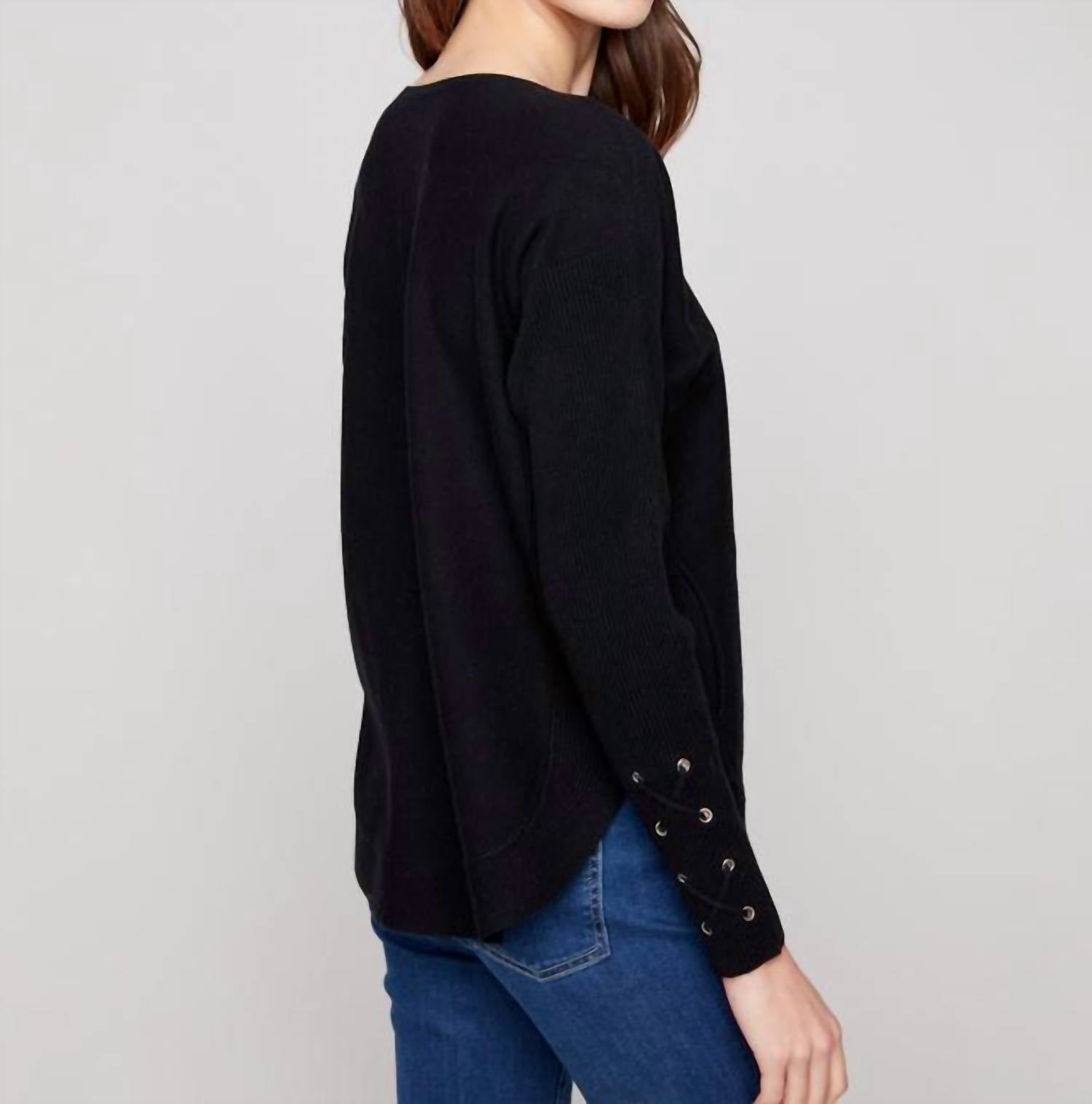 Charlie B - Round Hem Sweater With Lace Detail