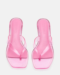 STEVE MADDEN Women's Tracie Y2k Jelly Thong Kitten Heel Sandal in pink - women's sandal - detail view
