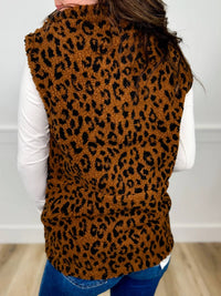 Grace + Emma - I Said So Sherpa Leopard Print Reversible Vest