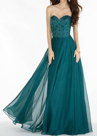 ALYCE PARIS Strapless Embellished Chiffon Gown in pinehurst - women's dress