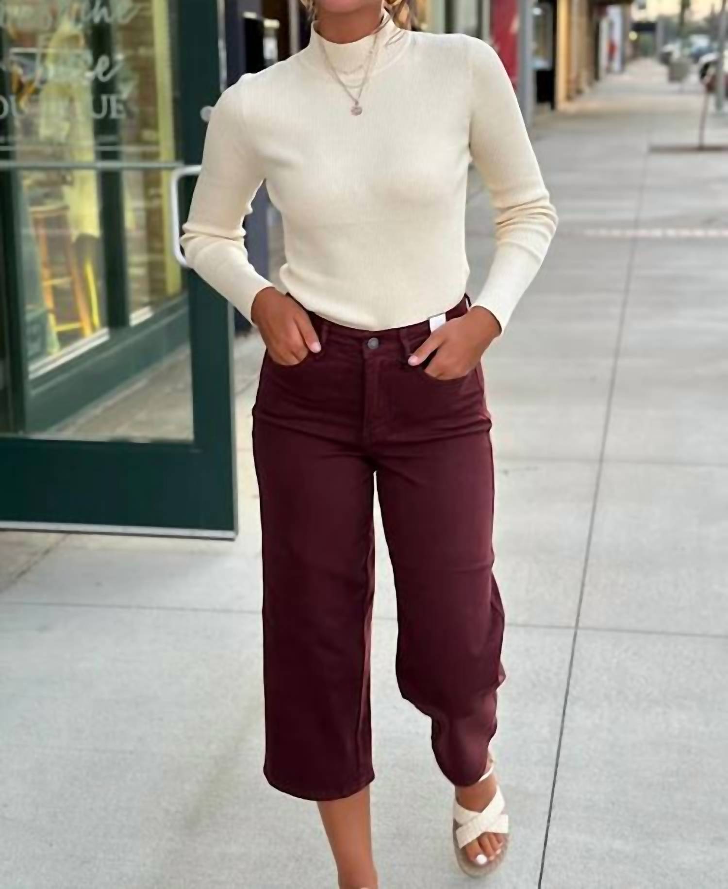 Judy Blue - Women's Charlotte Tummy Control Dyed Wide Crop Pants