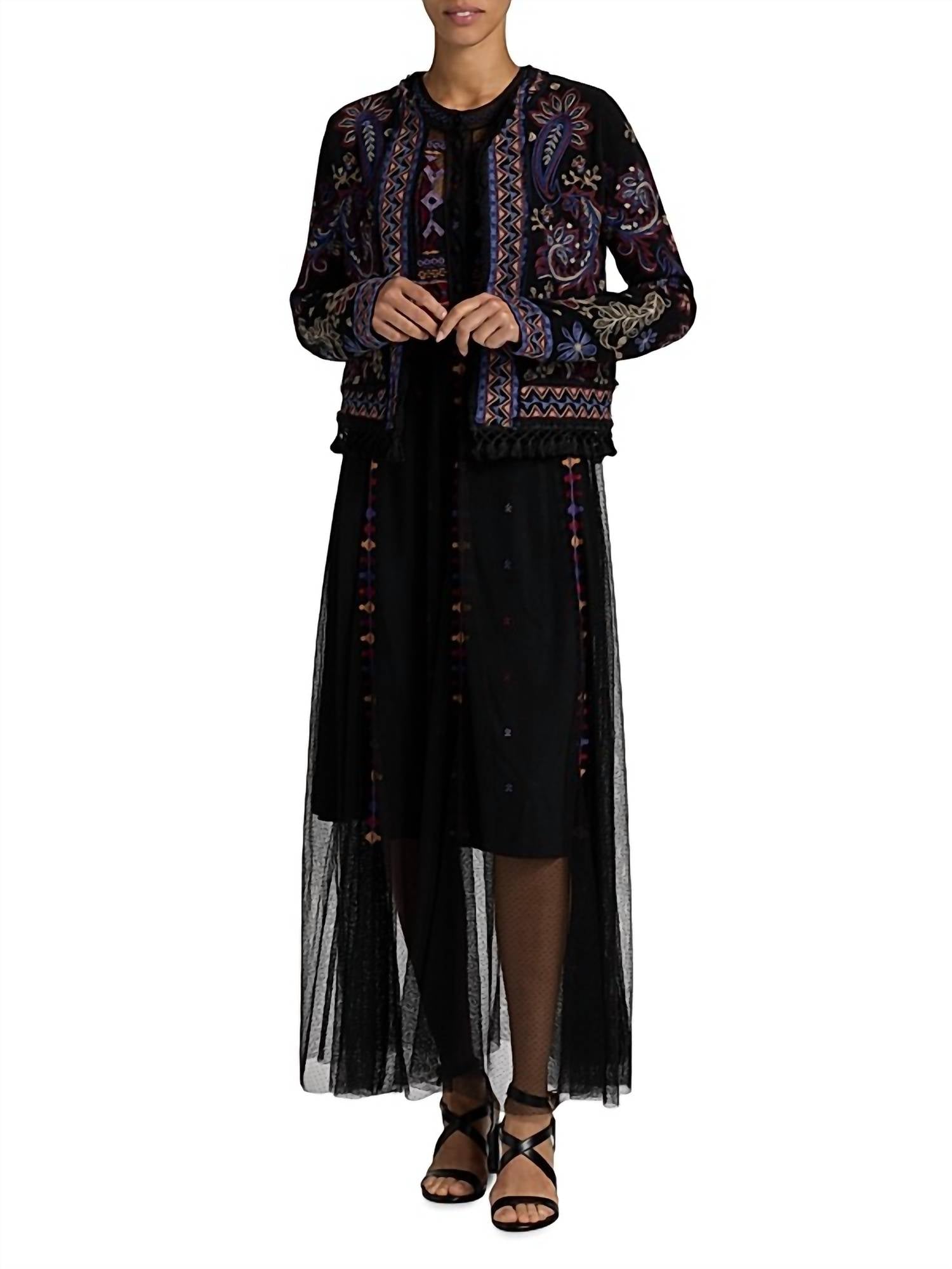 Johnny Was Women's Katiuska Short Fringe Jacket in black - women's jacket
