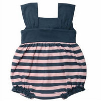 Lemon Loves Layette - Baby Girls' Nautical Bow Bubble Romper