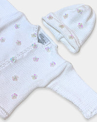 Gita - Girl's Sweater With Sequin Flowers With Hat