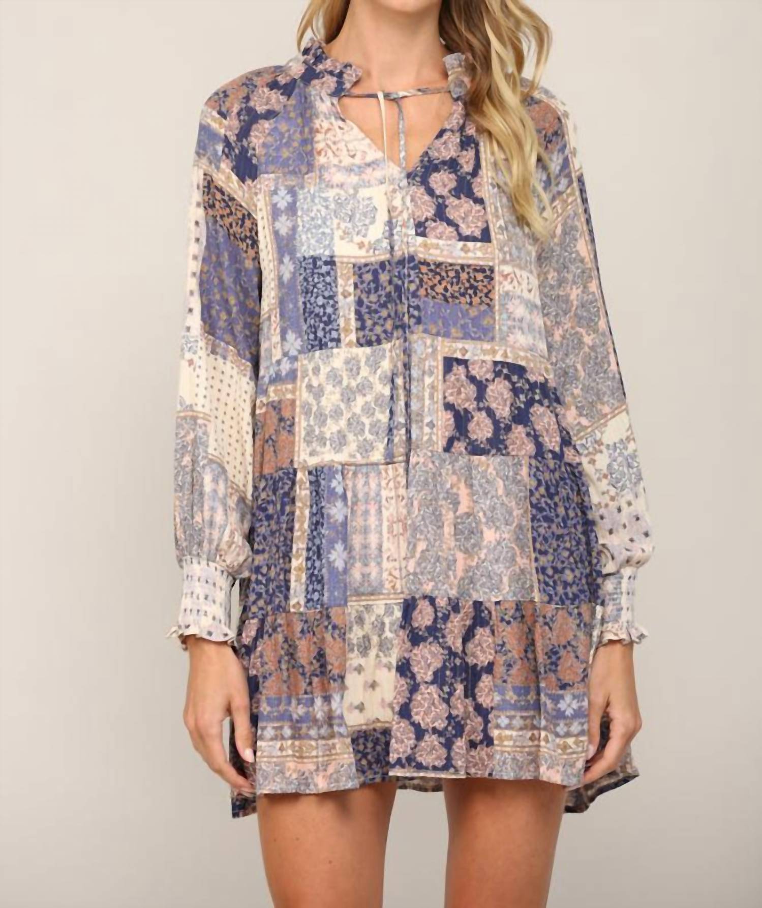 Fate - Patchwork Long Sleeve Dress