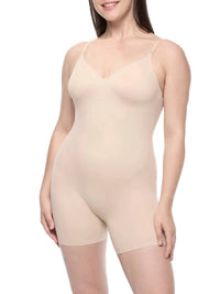 TC Fine Intimates Dress Rehearsal Low-back Mid-thigh Shaping Bodysuit in beige - women's shirt