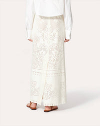 Valentino - Cotton Textured Lace Midi Skirt