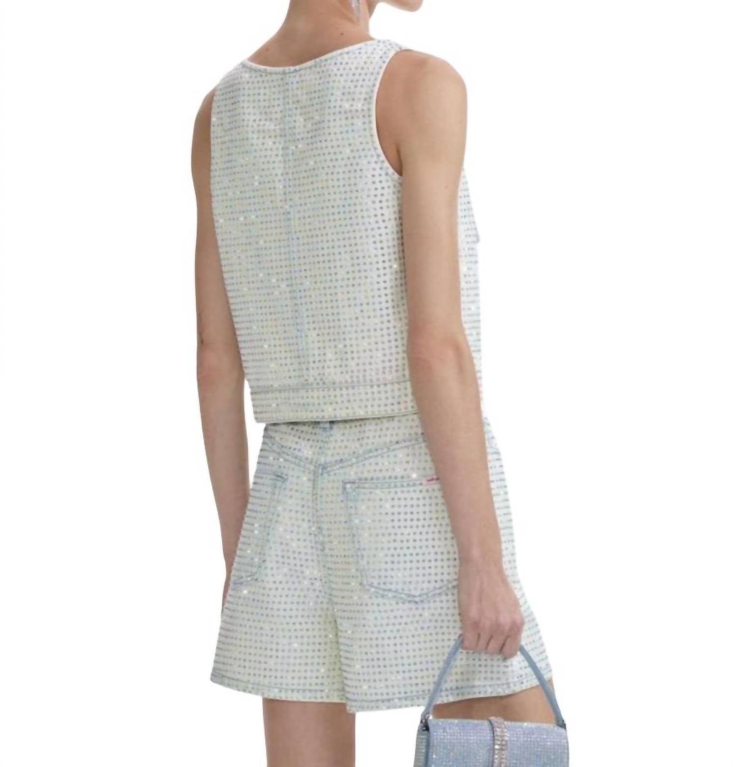 Self-Portrait - Rhinestone Denim Cargo Top