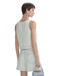 Self-Portrait - Rhinestone Denim Cargo Top