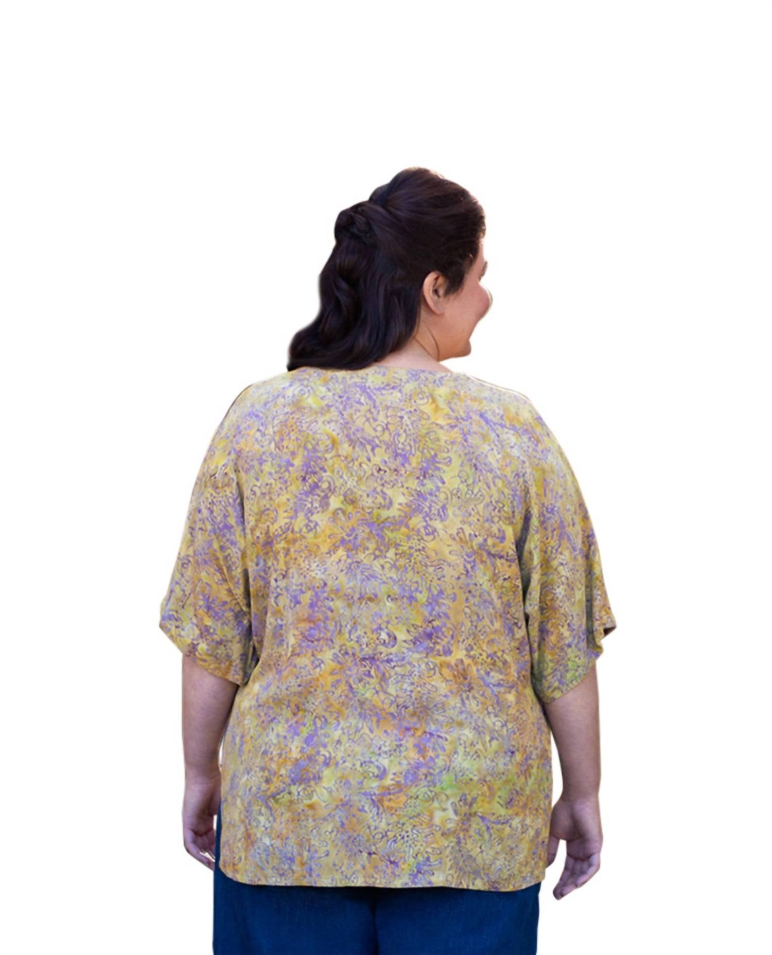 On The Plus Side - Rayon Short Sleeve V-Neck Blouse - Plus