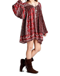 Velzera - Patch Print Baby Doll Mini Dress