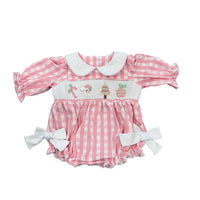 Whimsy Bay Kids - Girl's Smocked Christmas Bubble Romper
