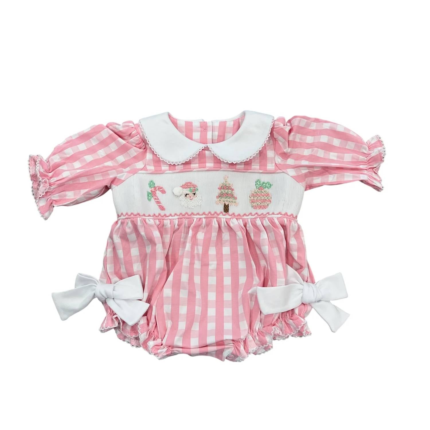 Whimsy Bay Kids - Girl's Smocked Christmas Bubble Romper