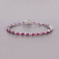 Diana M Jewels Women's Pear Natural Mozambique Ruby Bracelet (6.65 Ct) - Elegant in 14k white gold - women's jewelry - detail view