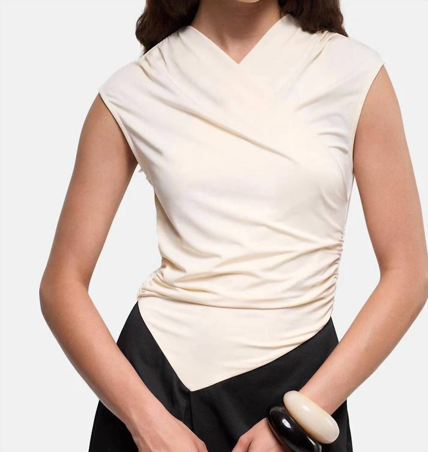 LAAGAM Selene Midi Dress in black ecru - women's dress - alternate view