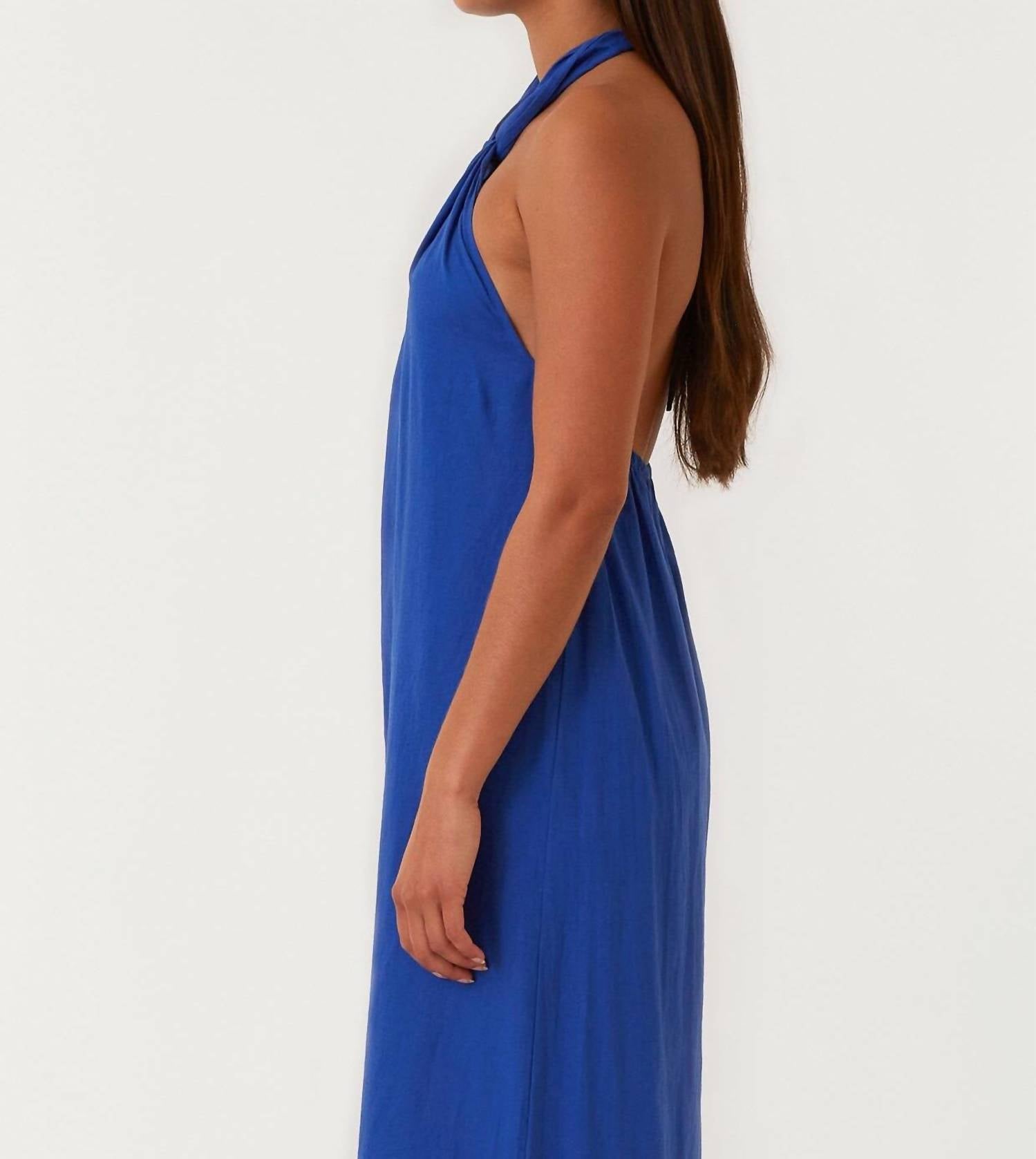 Lovestitch - Open Back Twist Halter Maxi Dress With Front Slit