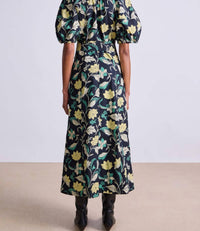 APIECE APART Women's Neli Maxi Dress in floral citron - women's dress - detail view