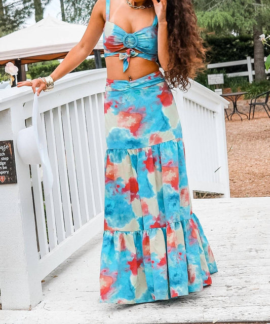 Surelymine - Miami Vibes Printed Maxi Skirt Set