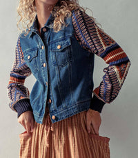 Urban Daizy - Denim Jacket With Knit Sleeves
