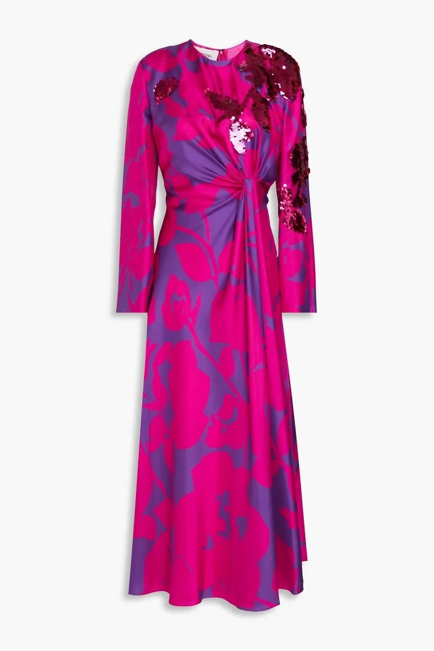 Valentino - Embellished Floral Silk-faille Midi Dress