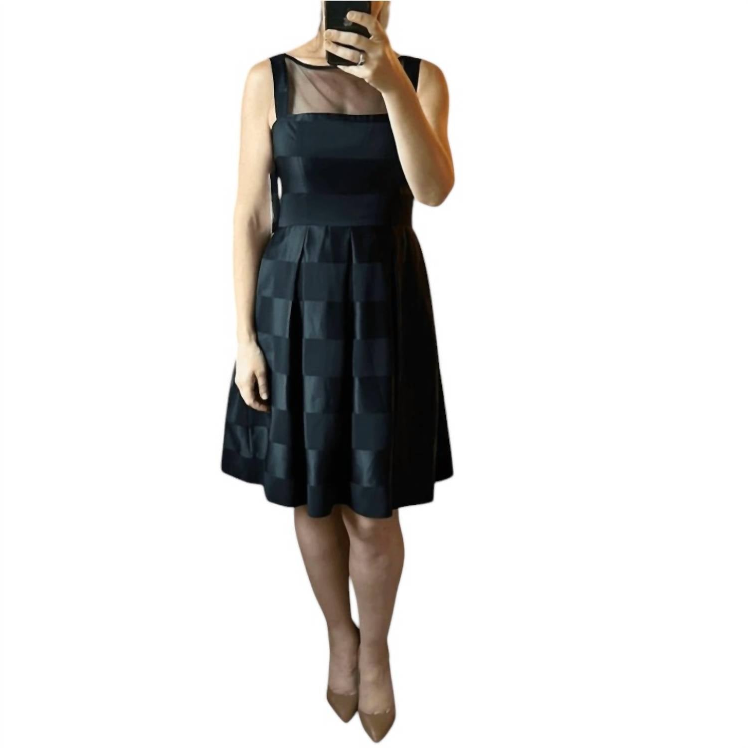 London Times - Sheer Top Fit And Flare Dress