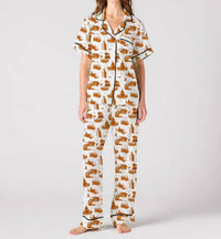 KATIE KIME Austin Toile Pajama Pants Set in burnt orange - women's intimate