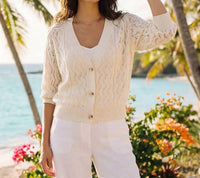 Karen Kane - Puff Sleeve Crochet Cardigan Sweater