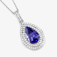 Diana M Jewels Women's Pear Natural Tanzanite Pendant Necklace (2.56 Ct) - Signature in 14k white gold - women's jewelry - detail view