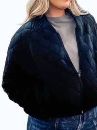 RAE MODE Quilted Bomber Jacket in black - men's jacket - detail view