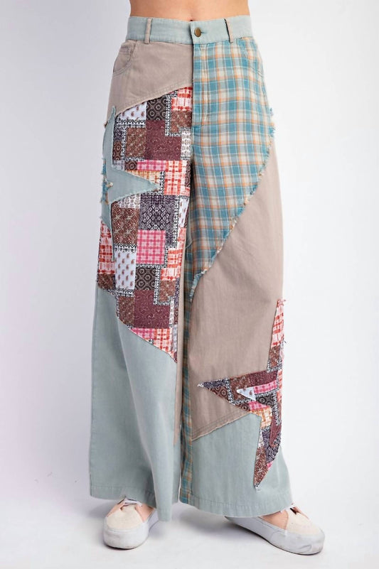 Easel - Patchwork Mix N Match Washed Pants