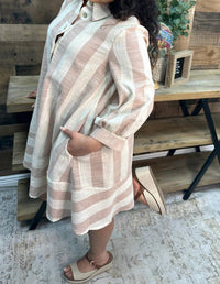 Sew In Love - Like Love Stripe Linen 3/4 Sleeve Dress