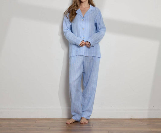 The Sleep Code - Women's Striped Linen Long Pj Set