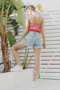 Blue B - Strawberry Ruffle Crop Top