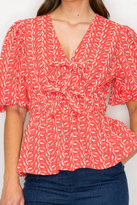 Love Wednesday - Coral Cotton Embroidery Top