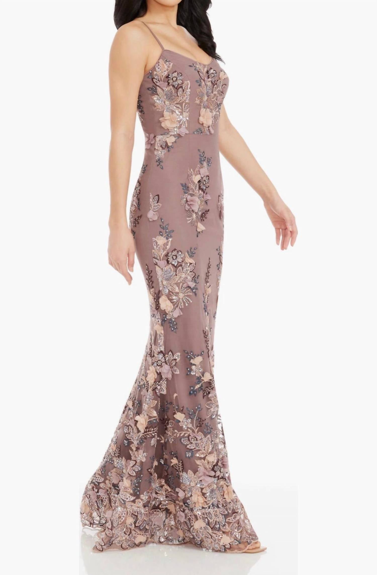 Dress The Population - Giovanna Beaded Floral Appliqué Mermaid Gown
