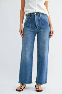 Just Black Denim - High Rise Cargo Pocket Wide Leg Jeans