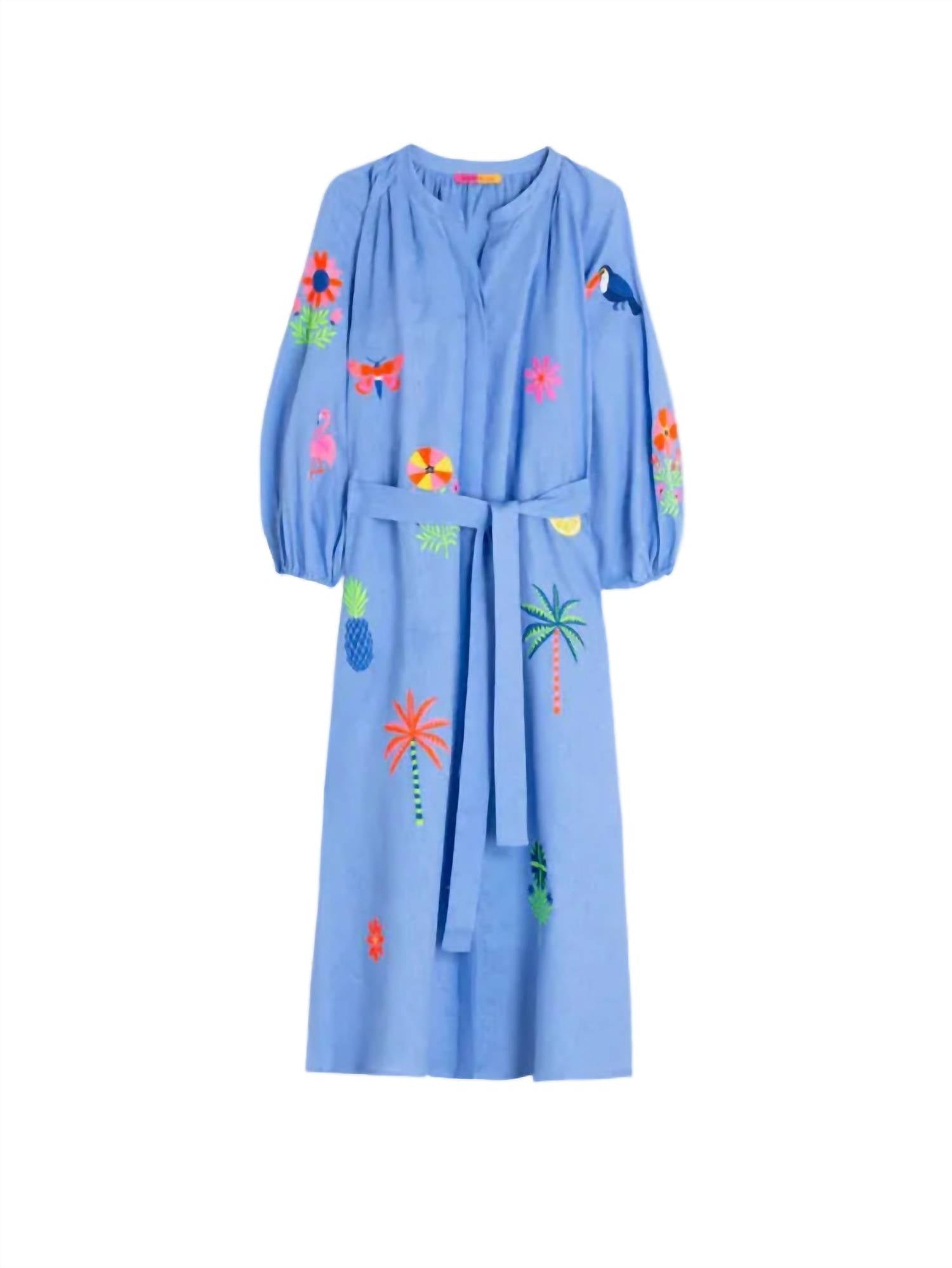Vilagallo - Tropical Embroidery Midi Dress