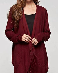Lovestitch - Cashmere Blend Waterfall Fringe 2 Pocket Cardigan
